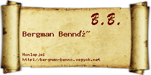 Bergman Bennó névjegykártya